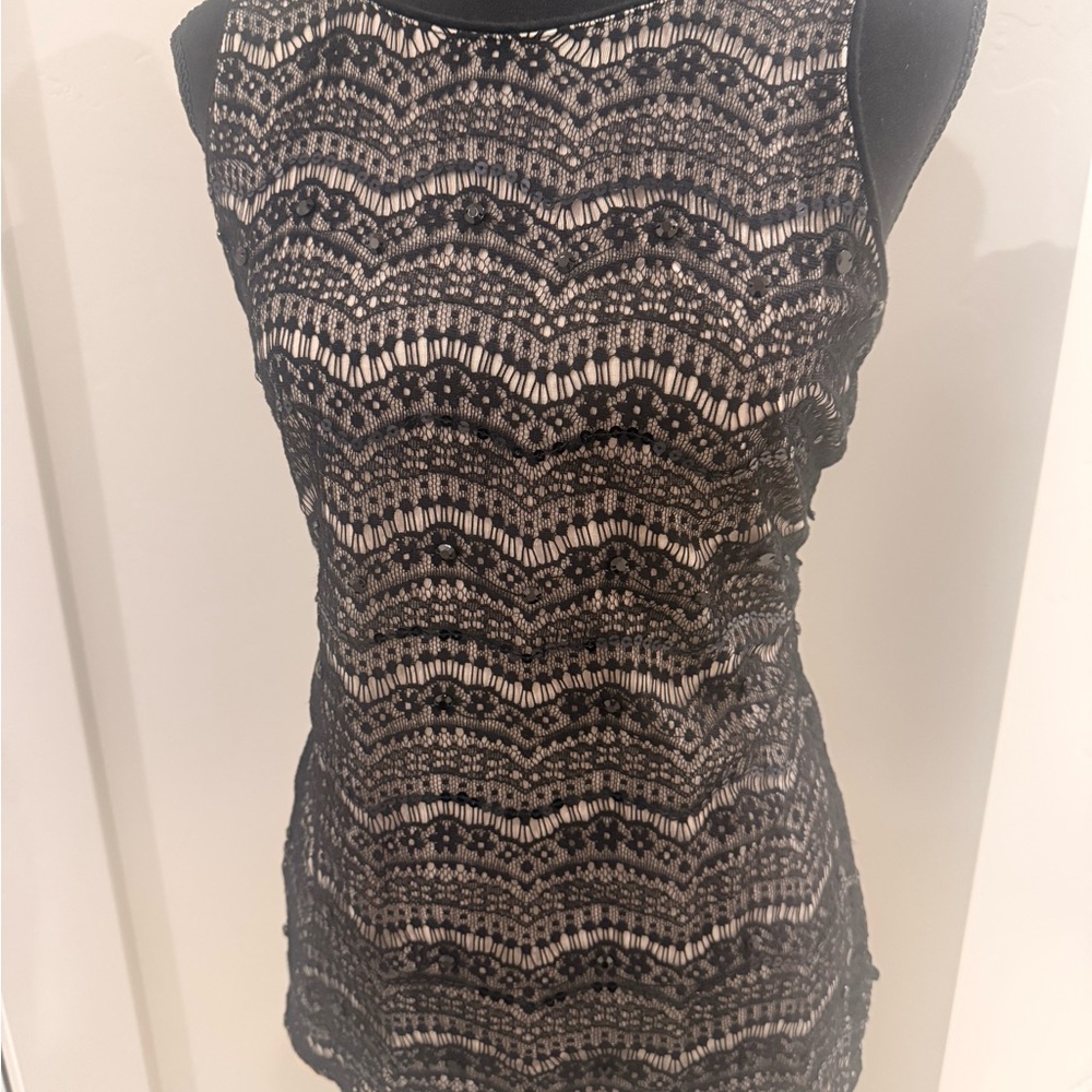 Maurices Black and Cream Patterned Sleeveless Top